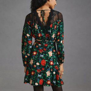 HTF By Anthropologie Lacy V-Neck Mini Dress